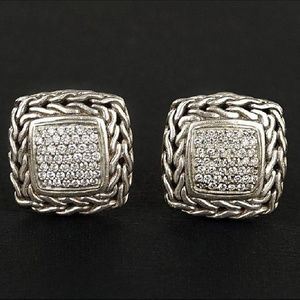 John Hardy, 72 Diamonds,18kt White/Gold Earrings